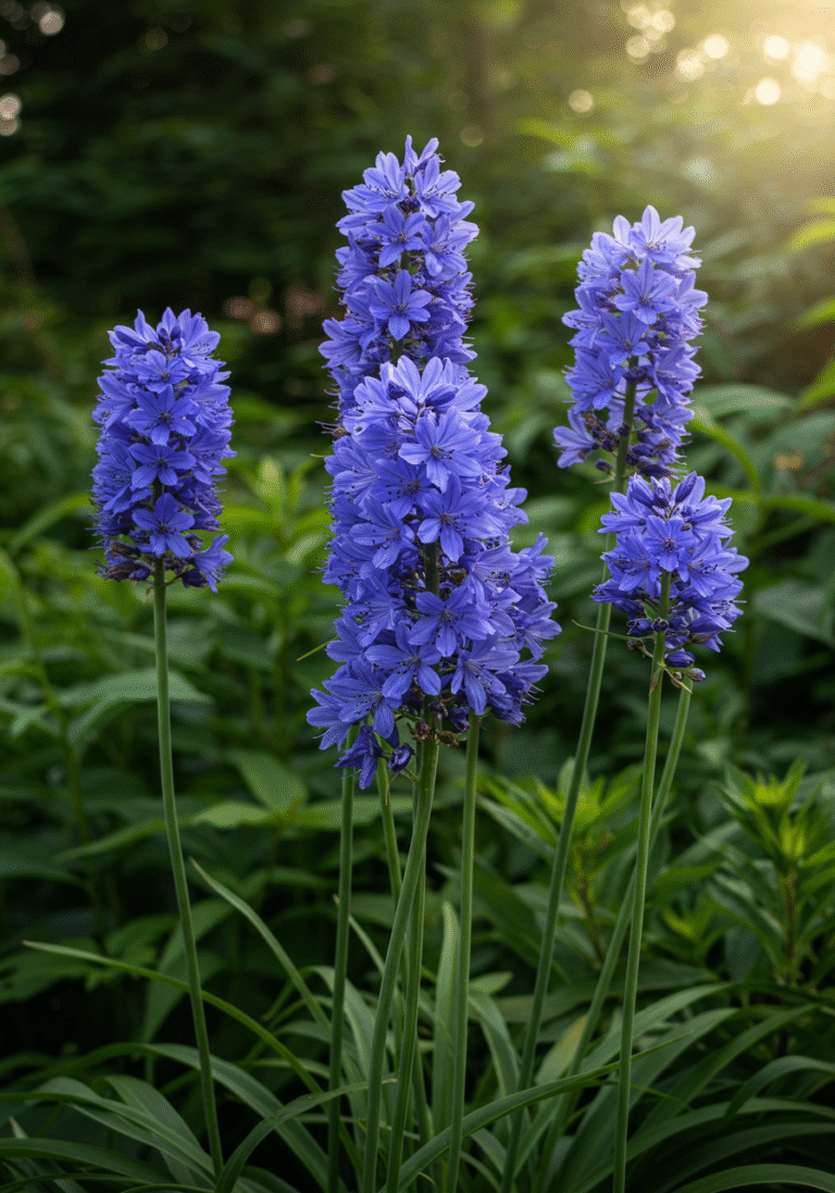a group of purple flowers Rittersporn pflanzen und pflegen