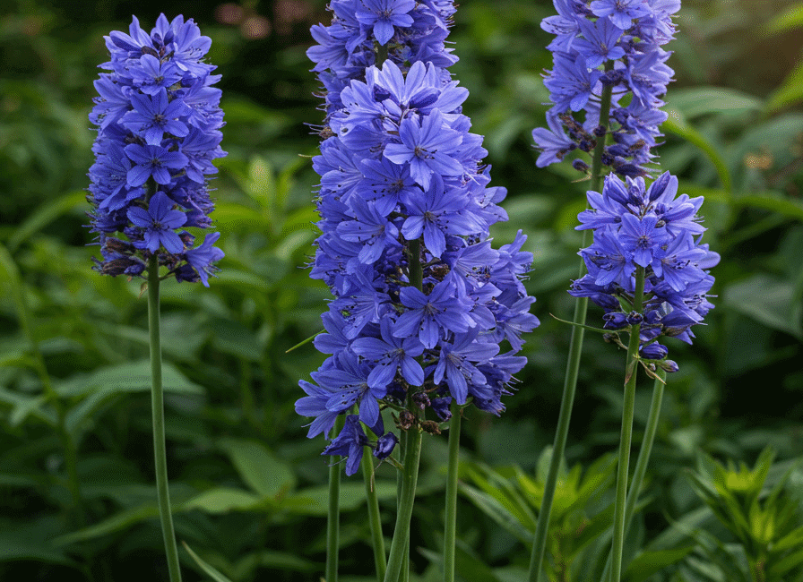a group of purple flowers Rittersporn pflanzen und pflegen