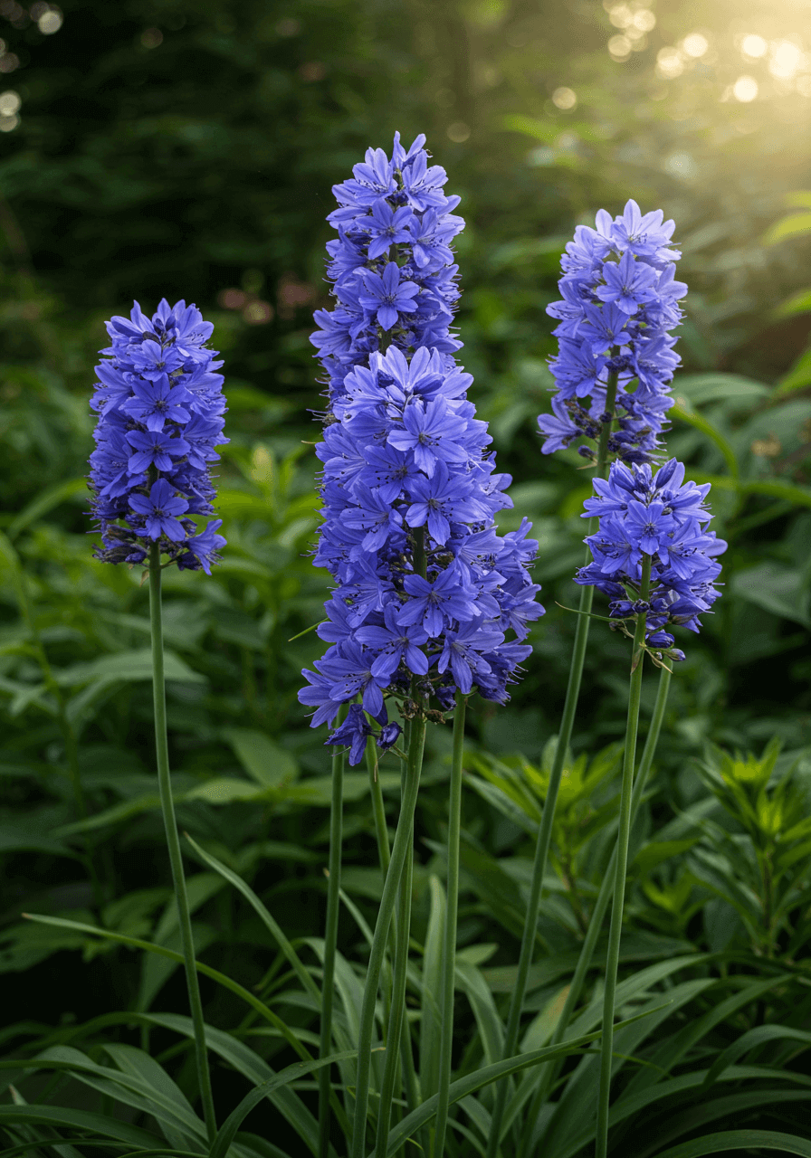 a group of purple flowers Rittersporn pflanzen und pflegen